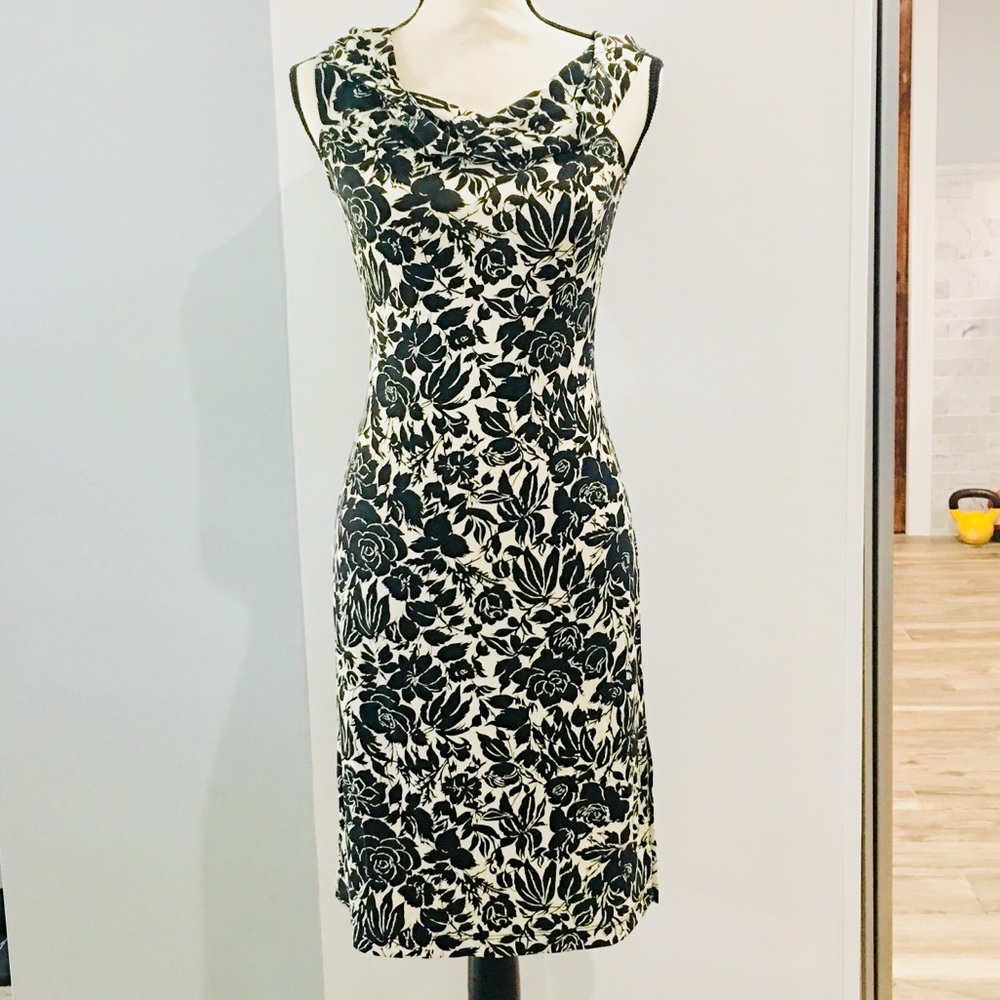 BCBG MaxAzria Floral Print Cowl Neck Dress